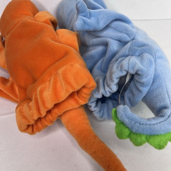 LOT Of 2 Caltoy Blue Orange Plush Pretend Play Iguana Lizard Hand Puppet - Picture 6 of 10